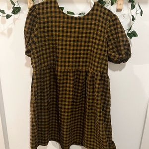 Wild Fable Checkered Yellow and Black Babydoll Dress